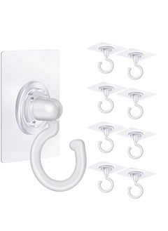 Excefore Adhesive Ceiling Hooks, 9 Pcs Reusable Wall Heavy Duty Hooks, White Plastic Heavy Duty Adhesive Ceiling Hooks, for Kitchen Bathroom Ceiling Wall Office Window  - Image 1