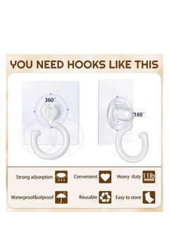 Excefore Adhesive Ceiling Hooks, 9 Pcs Reusable Wall Heavy Duty Hooks, White Plastic Heavy Duty Adhesive Ceiling Hooks, for Kitchen Bathroom Ceiling Wall Office Window  - Image 4