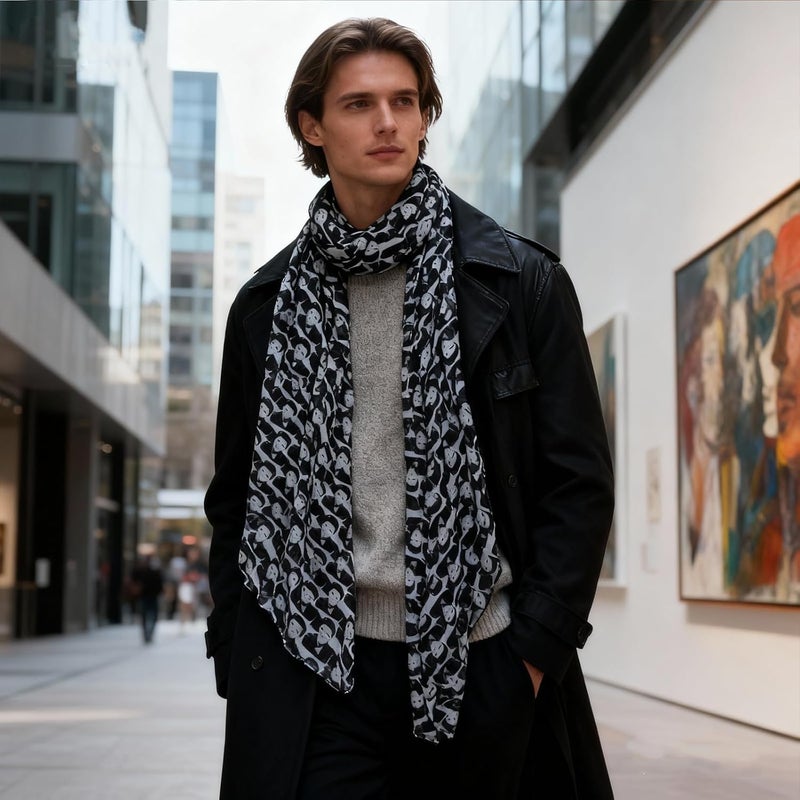 Lingso Elvis Presley's Scarf for Girl Boy Gift Fashion Men's Black Wrap scarf for Women - Image 5
