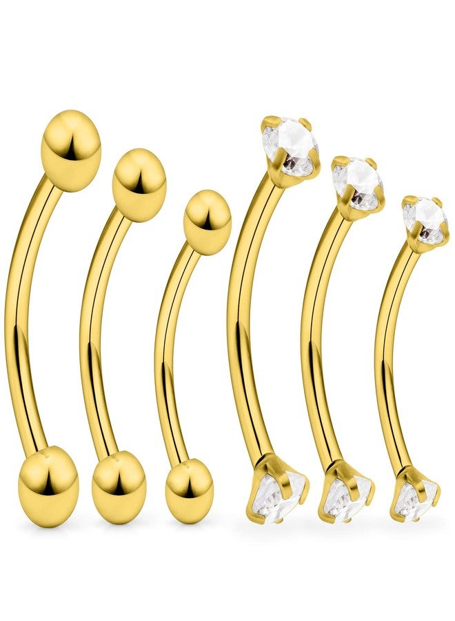 Ocptiy 16G Gold Rook Eyebrow Piercing jewelry Daith Earring Stainles Surgical Steel Curved Barbell Vertical Labret Lip Snake Frog Eye Tongue Belly Button Ring Piercing Jewelry Men Women 6mm 8mm 10mm - Image 1