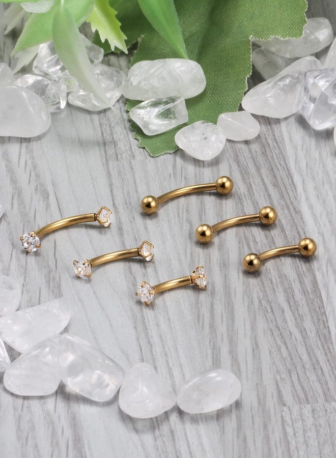 Ocptiy 16G Gold Rook Eyebrow Piercing jewelry Daith Earring Stainles Surgical Steel Curved Barbell Vertical Labret Lip Snake Frog Eye Tongue Belly Button Ring Piercing Jewelry Men Women 6mm 8mm 10mm - Image 2