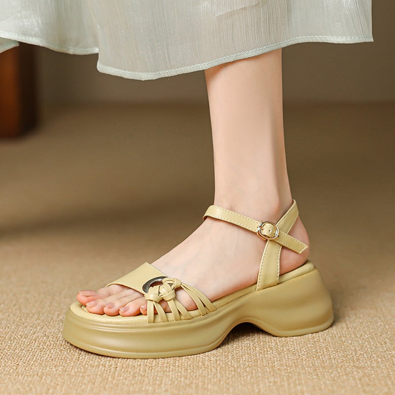 Model 2024 Summer Sports Mid-Heel 32-42 Open Toe Breathable Thick Bottom Round Toe Sandals For Women - Image 5