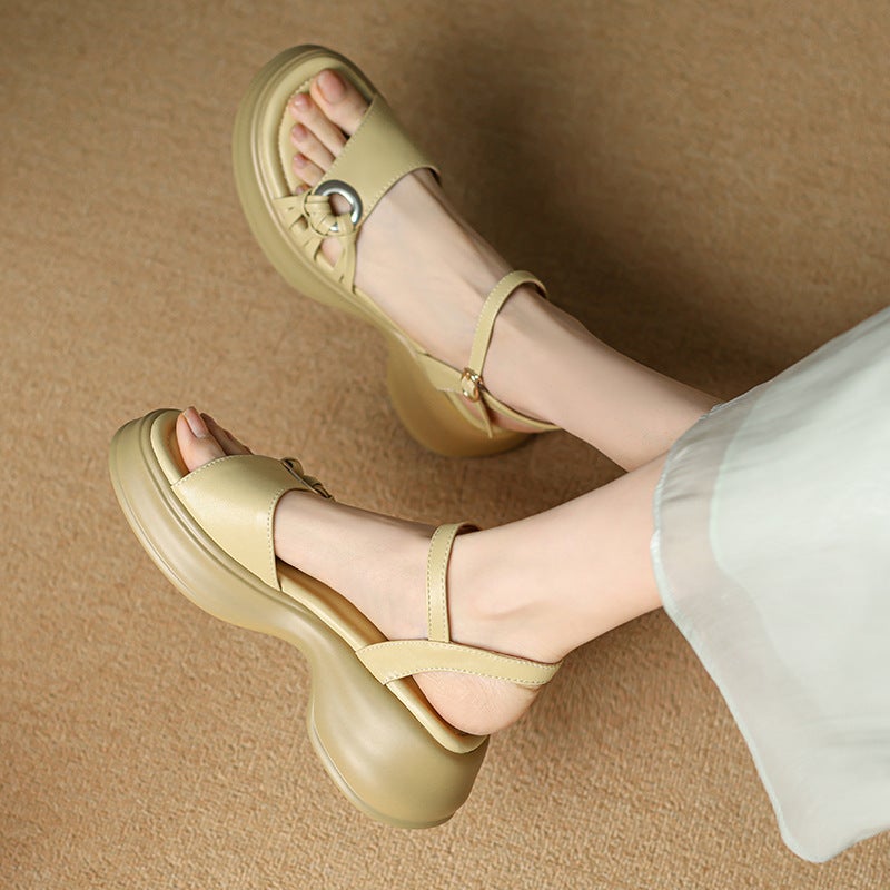 Model 2024 Summer Sports Mid-Heel 32-42 Open Toe Breathable Thick Bottom Round Toe Sandals For Women - Image 4
