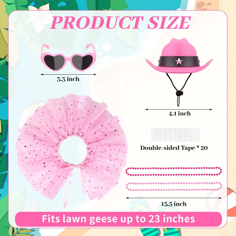 Lixintray Princess Porch Goose Outfits Summer Goose Clothes  Cute Goose Outfit With Tutu Saree Goose Costume Fits 17-23 Inches For Outdoor Garden Lawn Art Decor(Pink) - Image 4
