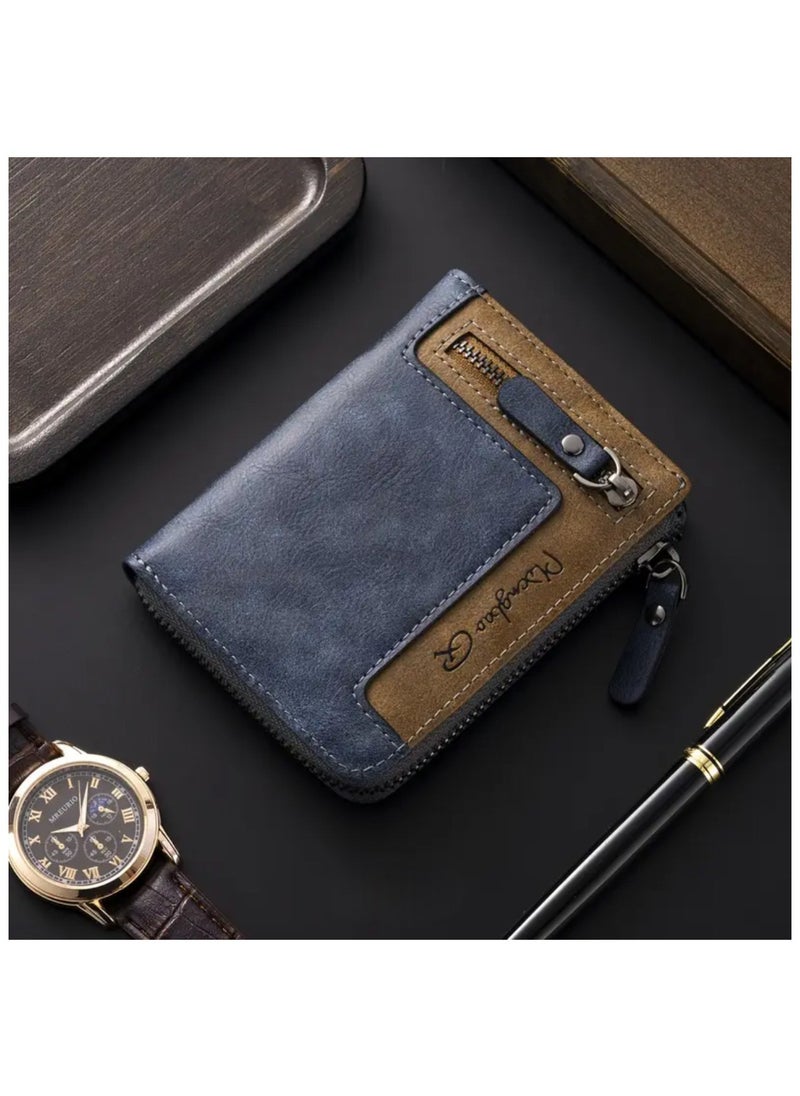 Generic Mens Wallet Leather Short Zipper Wallet Multi Functional Fashionable Card Holder 