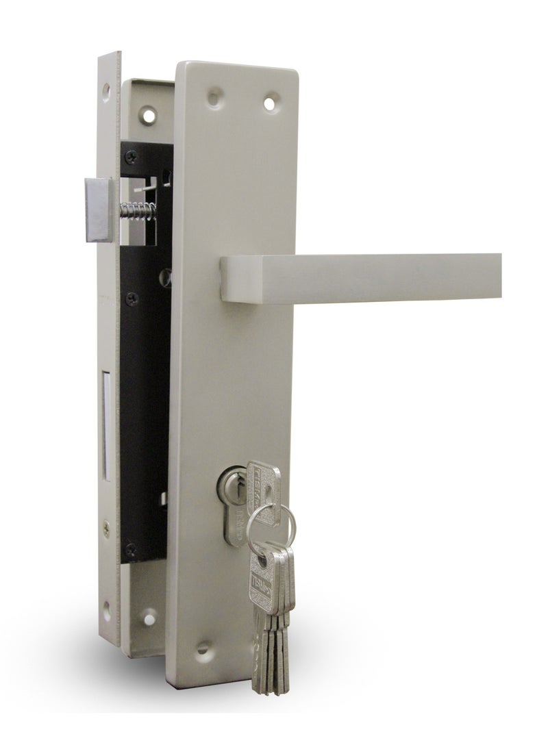 TISMpro Door Handle Lock Set - Aluminum Handle with Lock Body, Cylinder, and 5 Computer Keys with Mounting Screws, TP-7000 Set (MSN) - Image 1