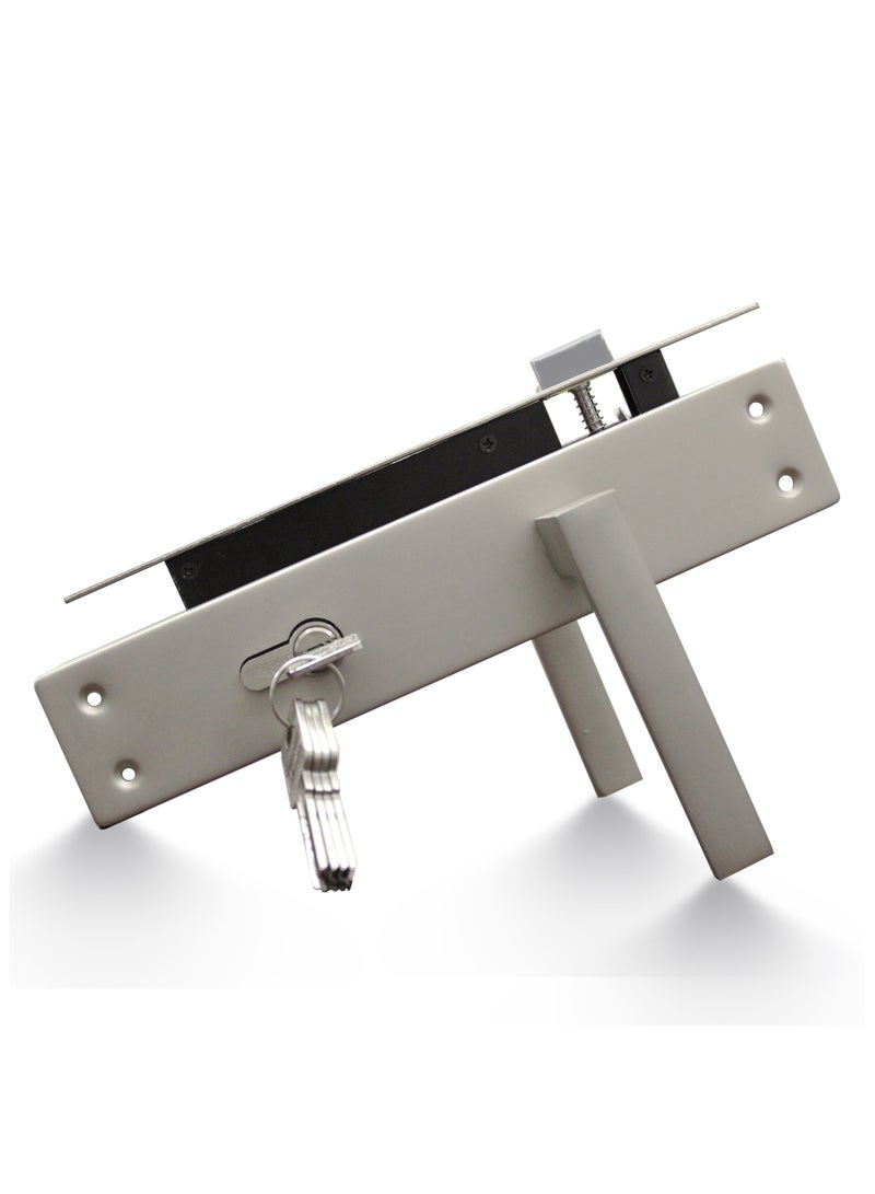 TISMpro Door Handle Lock Set - Aluminum Handle with Lock Body, Cylinder, and 5 Computer Keys with Mounting Screws, TP-7000 Set (MSN) - Image 2