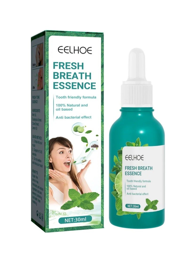 إيلهو علاج رائحة الفم الكريهة للبالغين - قطرات لإزالة رائحة الفم الكريهة والجافّة - سهلة الحمل وفي متناول اليد - زيت مصل منعش للنفس، 30 مل - Image 1