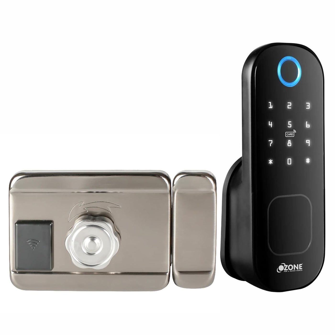 Ozone Smart Door Locks Main Door Locks for Home Office Fingerprint Door Lock OTP via Mobile App Smart Lock for Door RFID Card Emergency Key Biometric Lock Black