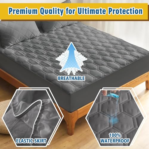 BABYLEE Waterproof King Size Cotton Quilted Mattress Protector (Gray, 72x48) - Image 4
