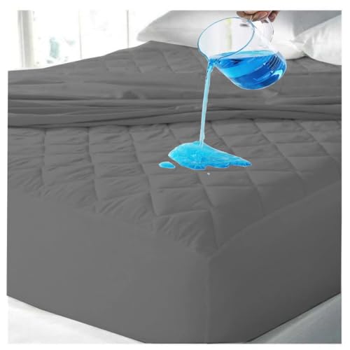 BABYLEE Waterproof King Size Cotton Quilted Mattress Protector (Gray, 72x48) - Image 1