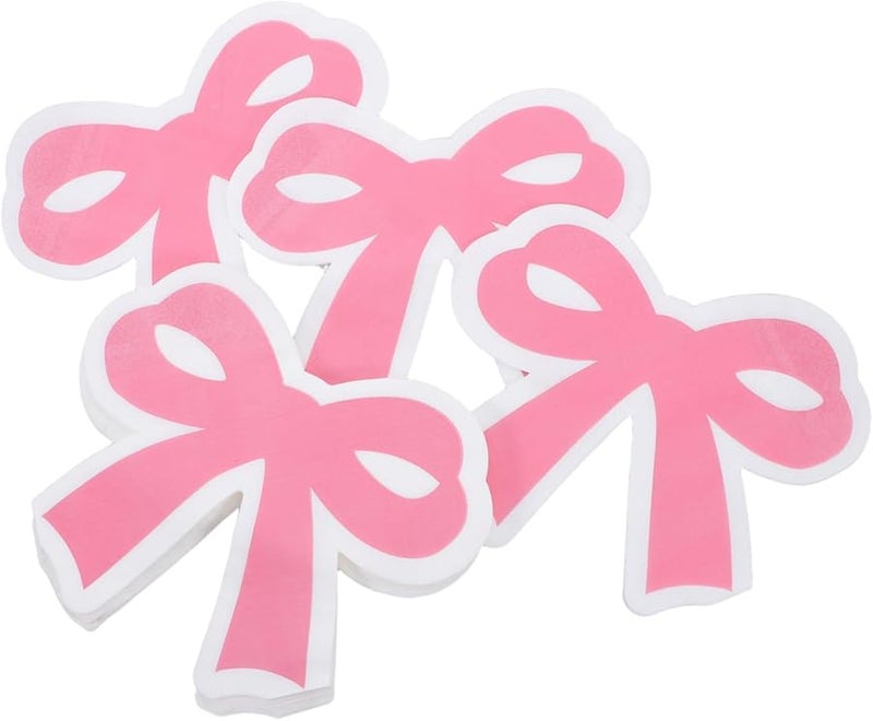 Pink Bow Napkins Disposable Paper Tissues 40 Count for Birthday Party Table Decor - Image 1