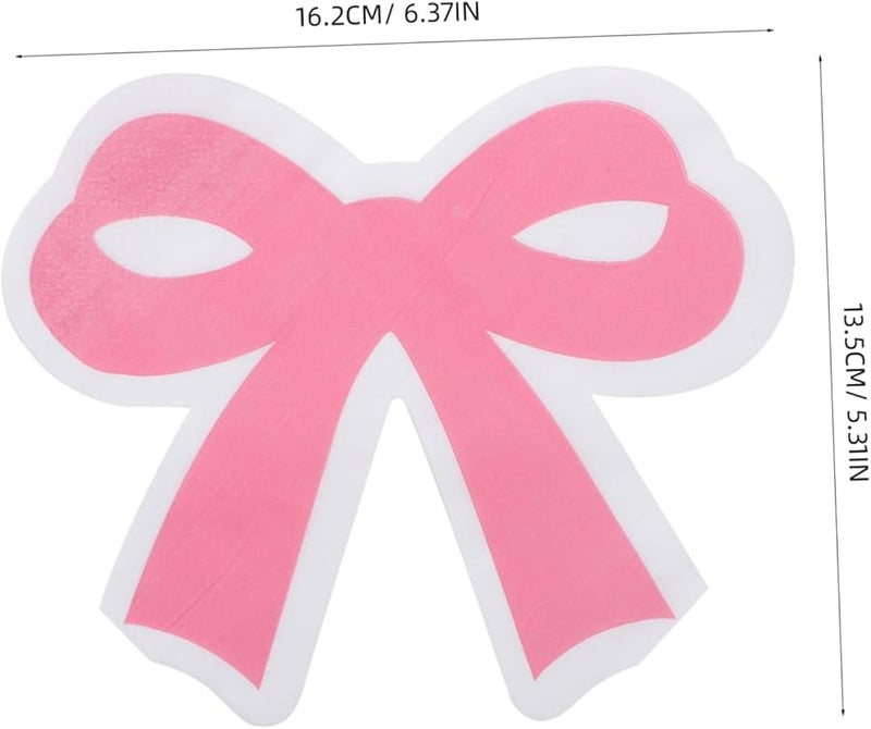 Pink Bow Napkins Disposable Paper Tissues 40 Count for Birthday Party Table Decor - Image 3