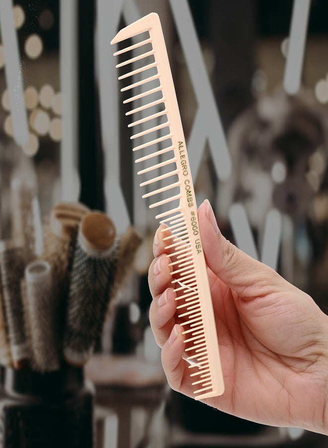 Allegro Combs 6000 Teasing Combs Lift Vent Hair Combs Space Tooth Wide Tooth Barber Stylist Curly Hair Parting 12 Pc. (New Light Peach) - Image 2