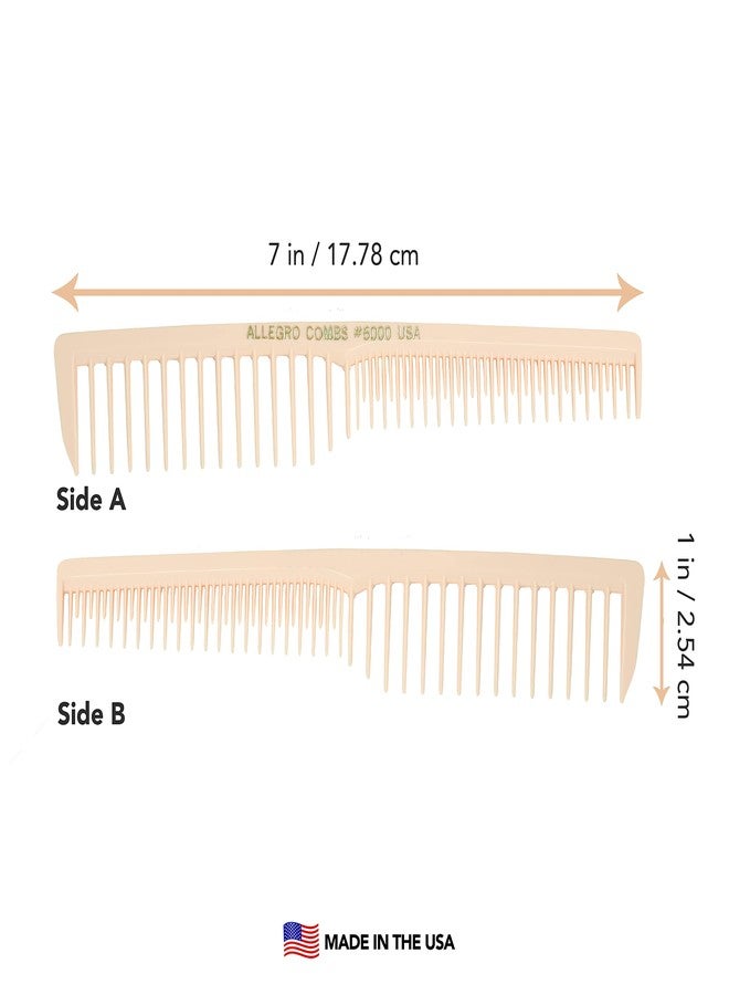 Allegro Combs 6000 Teasing Combs Lift Vent Hair Combs Space Tooth Wide Tooth Barber Stylist Curly Hair Parting 12 Pc. (New Light Peach) - Image 4