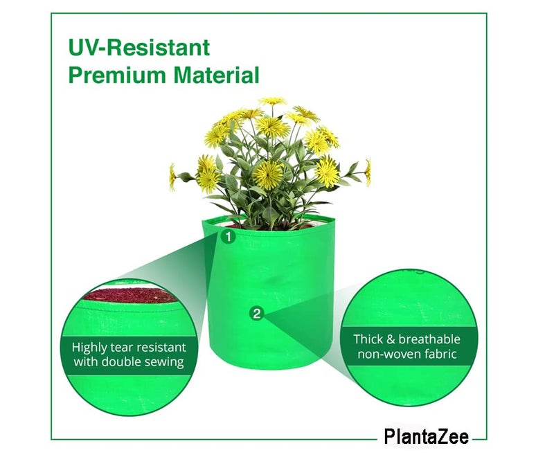 PlantaZee Grow Bags 15x15 inch, Terrace Gardening Vegetable Planting Pots, Plant Bags for Home Garden, (Pack of 5) - Image 3