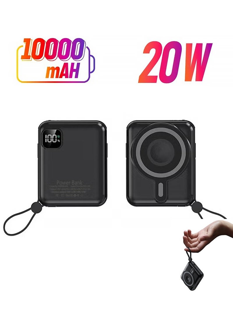 X-level 10000 mAh Power Bank,Portable Charger With Built-InCable,PD 20W Output With TYPE-C,1 USB-A, Fast Charging Battery Pack For iPhone 16/15/14 Series, Galaxy, iPad, AirPods, And More Black  - Image 1