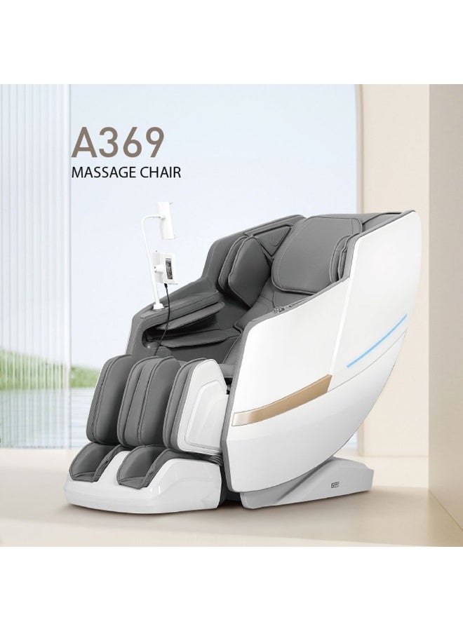 DANUBE HOME Leston Massage Chair 4D Mechanism With Bluetooth And Voice Control | Relaxing Modern Design Living Room Furniture L160xW75xH114.5cm - White/Grey - Image 1