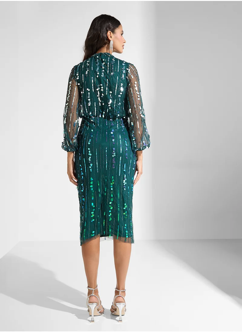 Amelia Rose Embellished Pencil Dress