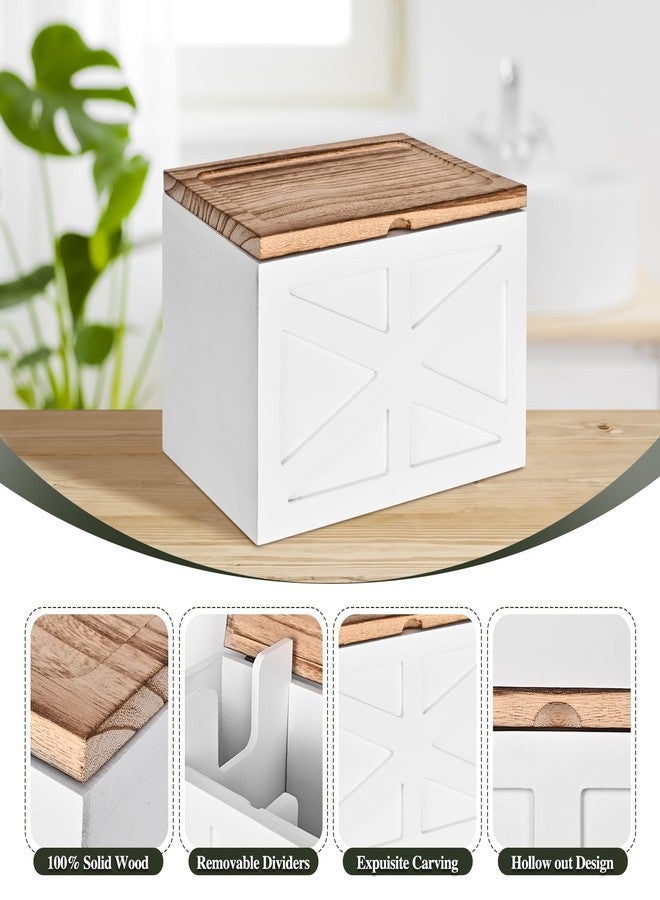 ZELURA Tampon holder for bathroom，Feminine Product Organizer With Lid，Wood Tampon storage(White) - Image 5
