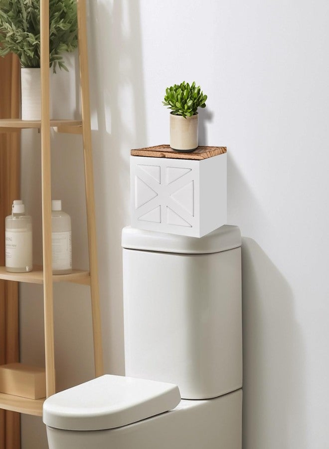 ZELURA Tampon holder for bathroom，Feminine Product Organizer With Lid，Wood Tampon storage(White) - Image 2
