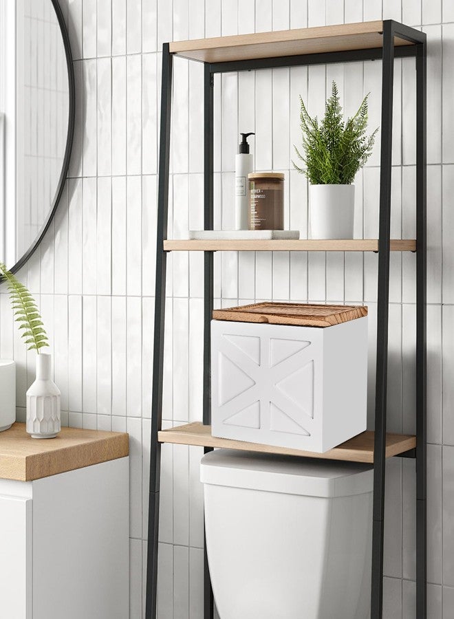 ZELURA Tampon holder for bathroom，Feminine Product Organizer With Lid，Wood Tampon storage(White) - Image 3