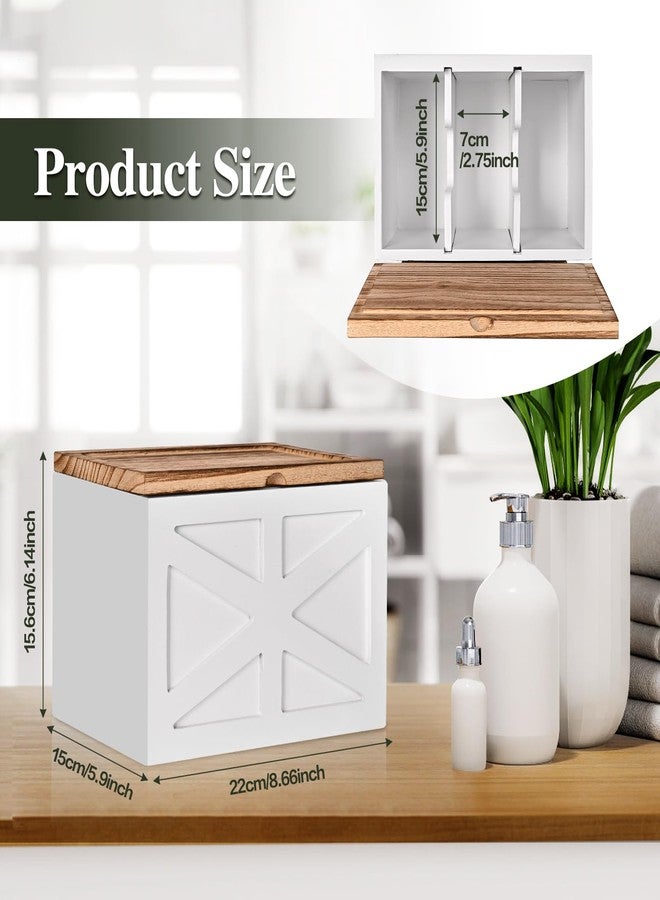 ZELURA Tampon holder for bathroom，Feminine Product Organizer With Lid，Wood Tampon storage(White) - Image 4