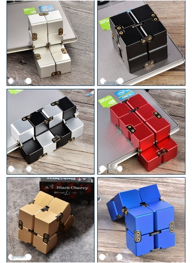 Laravel Metal Infinity Cube Toy For Kids Teens And Adults Best Desk Novelty Toy And Sensory Tool For Fidgeting Anxiety And Stress Relief Cool Office Decor And Gift For Men In Metal Aluminum Fidget Toy Spinners  - Image 3
