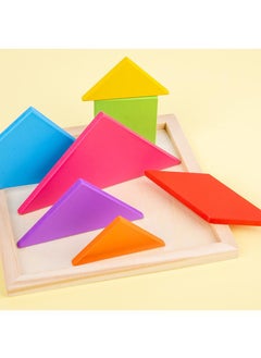 Y&D Children's Tangram Puzzle Building Blocks Mathematical Graphics Puzzle Wooden Toys-T Word  - Image 2