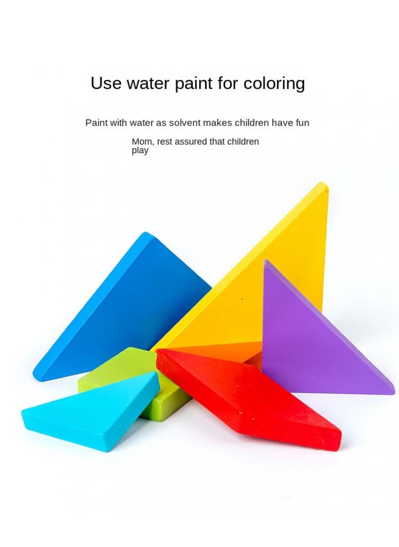 Y&D - Children's Tangram Puzzle Building Blocks Mathematical Graphics Puzzle Wooden Toys-T Word - Image 1
