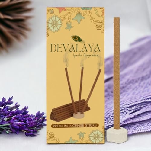 Devalaya Soothing Lavender/Arabian Mogra Dhoop Sticks (40 Sticks, Pack of 2), Bamboo-Less Incense Sticks, Agarbatti for Pooja, 100% Charcoal-Free, 4-inch Length with Ceramic Strand - Image 2
