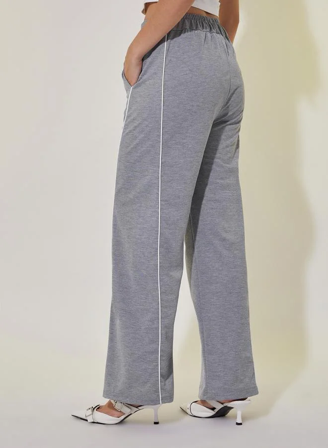 Take Two Contrast Piping Detail Straight Leg Pants