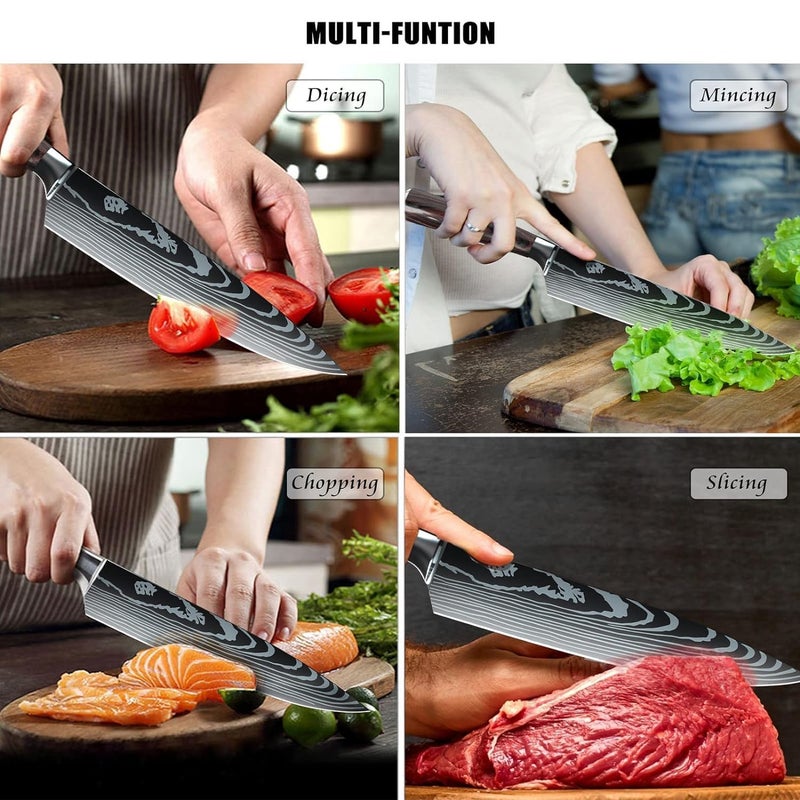 TENDULA Damascus Chef's Knife with Ergonomic Handle with Professional 8 Inch Forged,Ultra Sharp Kitchen Knife Made of German High Carbon Stainless Steel Cooking for Restaurant (browen) - Image 3