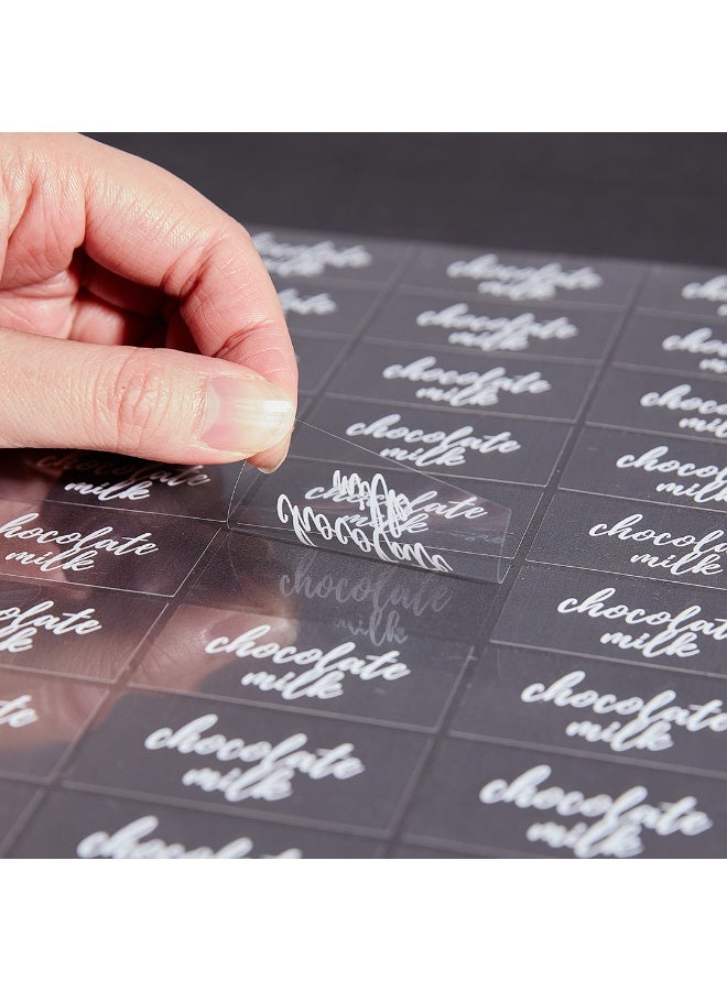 Restaurantware Label Tek 1.9 x 1 Inch Chocolate Milk Bottle Labels, 100 Water-Resistant Labels For Bottles - Self-Adhesive, Clear With White Font, Plastic Bottle Stickers, For Drink Pouches, - Image 2