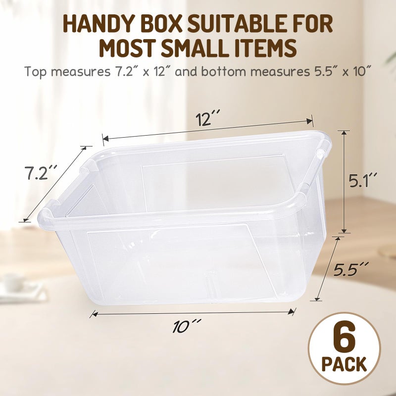 GAMENOTE 6 Quart Storage Bins with Lids,6 Pack Transparent Plastic Latching Box for Classroom & Kids Toy Storage Clear Stackable Shoe Box Size Containers for STEM Morning Tubs, Crafts&Building Blocks - Image 2
