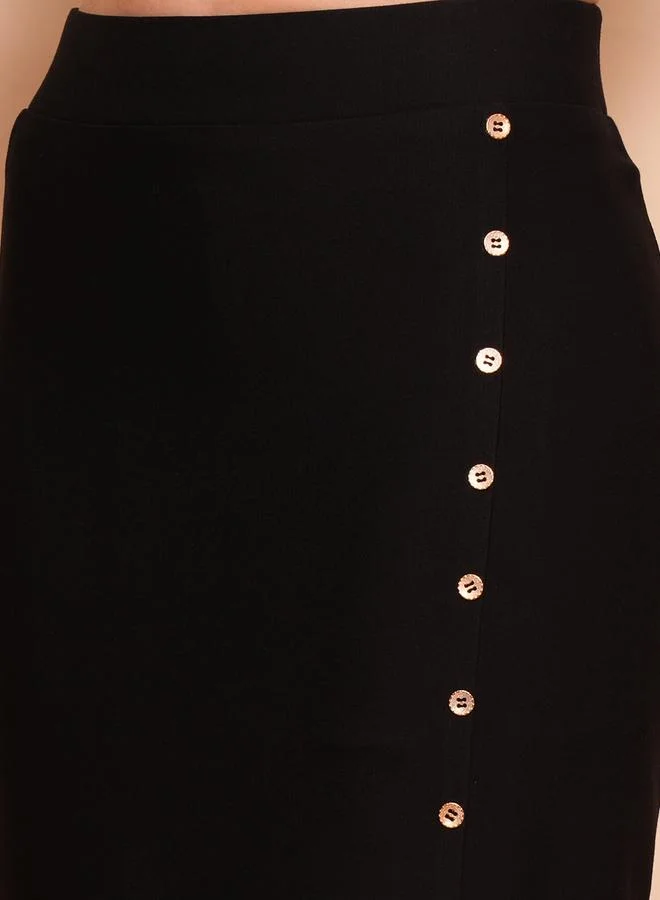 globus Globus Solid Side Slit Button Detailing Pencil Maxi Skirt