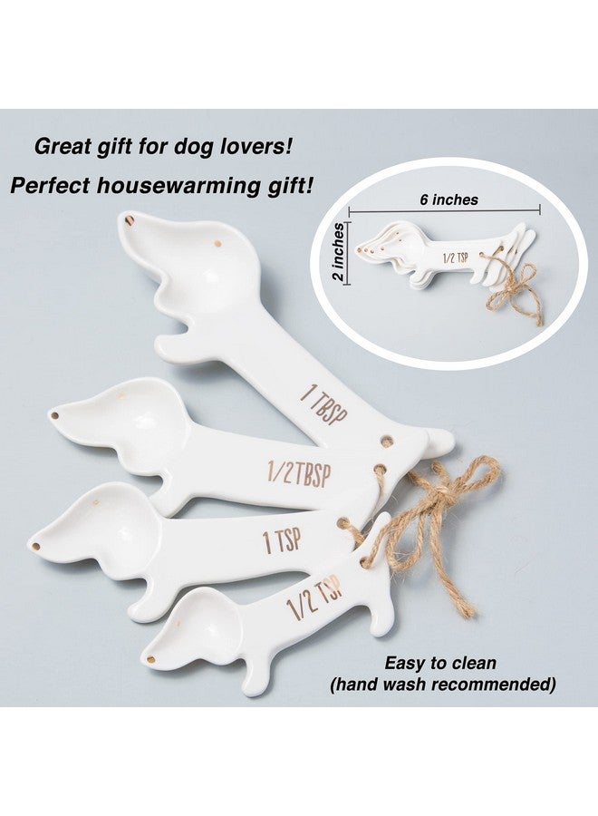 VOTUM White Ceramic Measuring Cups and Spoons Set - Dog Themed Kitchen Accessories with Spoon Rest, Cute Dachshund Baking Supplies, Dog Lover Gift - Image 4