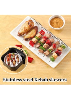 OASIS-TH 10Pcs BBQ Vertical Skewers Sticks, BBQ Vertical Skewers Sticks, Stainless Steel Barbecue Grill Skewers, Stainless Steel Skewer Stand for Kebab Chicken, Air Fryer and Oven Accessories  - Image 2