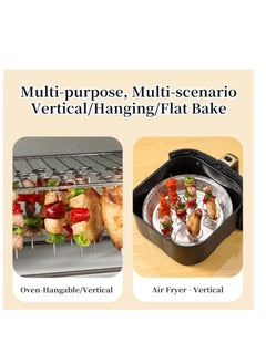 OASIS-TH 10Pcs BBQ Vertical Skewers Sticks, BBQ Vertical Skewers Sticks, Stainless Steel Barbecue Grill Skewers, Stainless Steel Skewer Stand for Kebab Chicken, Air Fryer and Oven Accessories  - Image 4