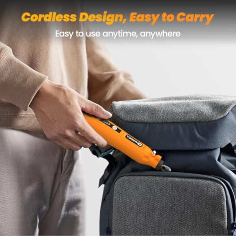 مجموعة أدوات دوارة لاسلكية صغيرة، مجموعة واحدة، حرفيون وهواة DIY، جسم معدني دقيق عالي السرعة، صنفرة/تلميع/حفر/حفر/نقش متعدد الاستخدامات، أسود مع لمسات رمادية، تحكم بـ 5 سرعات قابل لإعادة الشحن عبر USB - Image 5
