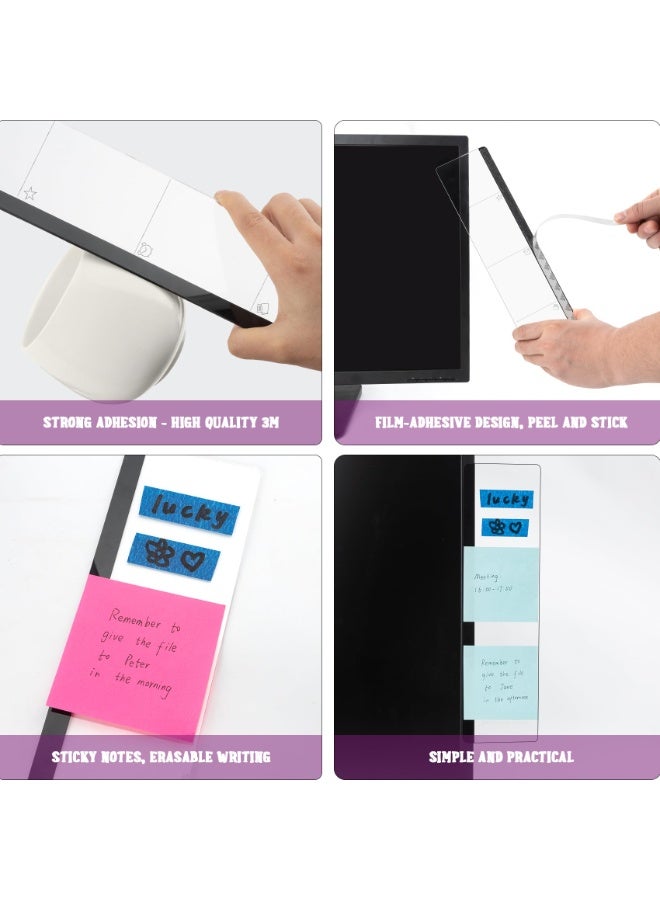 Clear Acrylic Computer Monitor Memo Board – Message Pad u0026 Sticky Note Holder for Left u0026 Right Side - Image 2
