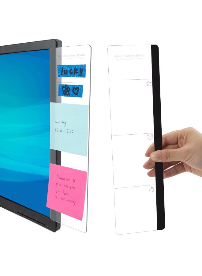 Clear Acrylic Computer Monitor Memo Board – Message Pad u0026 Sticky Note Holder for Left u0026 Right Side - Image 1