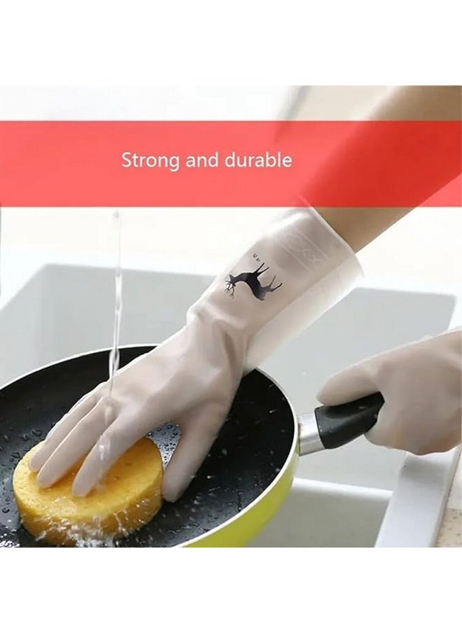Epsilon Epsilon Polyvinyl Chloride Reusable Kitchen Cleaner Hand Gloves For Dishwashing Cleaning Gloves For Kitchen Utensils Anti Slip Gloves For Gardening Pet Grooming Car Washing (1 Pair Deer), Pack of 1  - Image 4