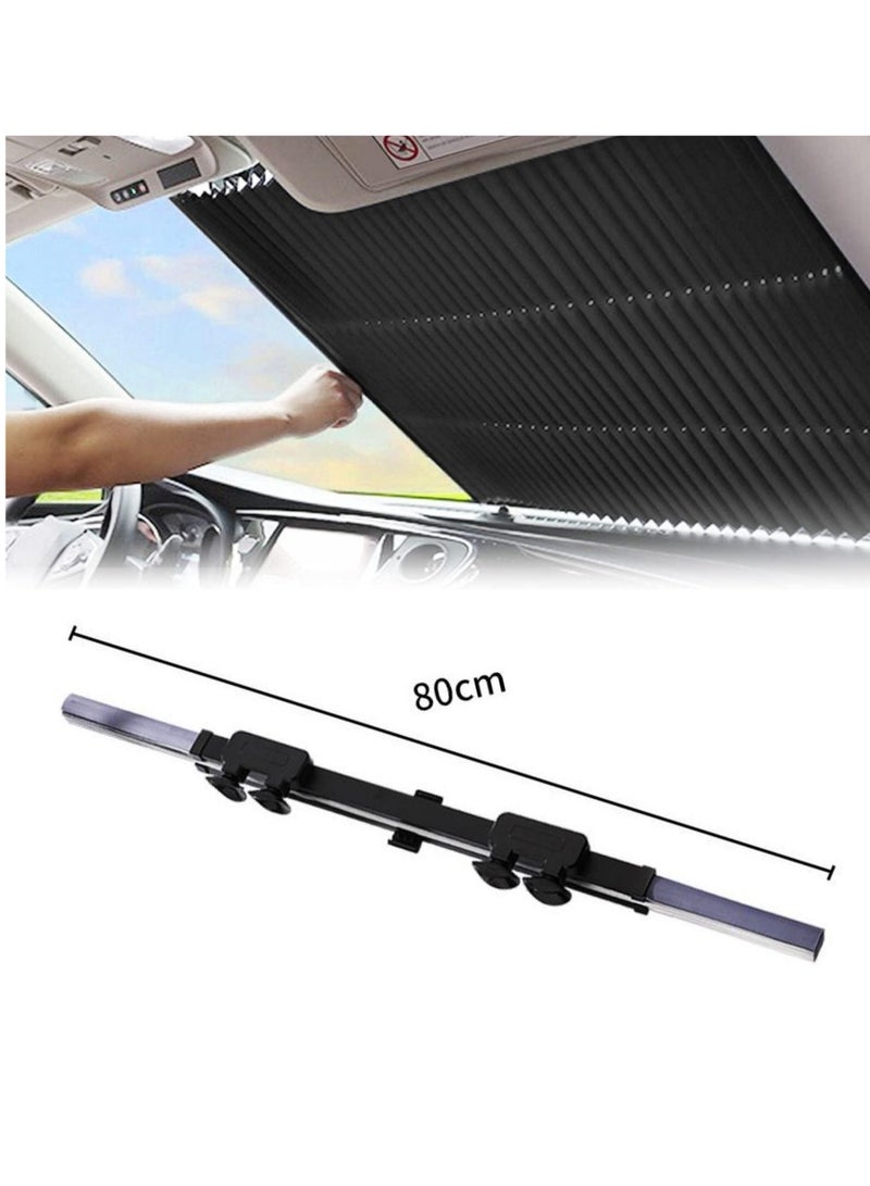 Sharpdo Retractable Car Front Sun Shade Visor 145*80cm Suit for Trucks and Vans or Large Cars - Image 1