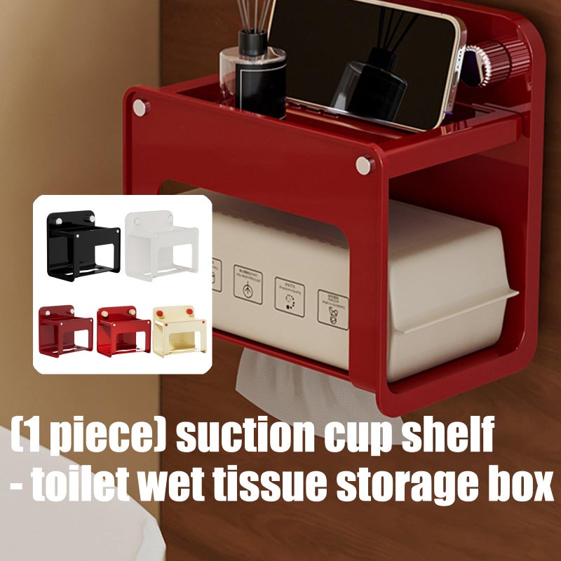 White Milk Modern Wall Mounted Tissue Holder With Strong Suction Cup Bathroom Shelf - Image 3