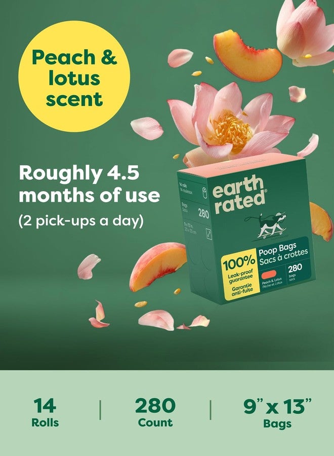إيرث ريتد أكياس فضلات الكلاب من إيرث ريتد، مضمونة ضد التسرب، ولفائف إعادة تعبئة سميكة للغاية، برائحة الخوخ واللوتس، 280 كيسًا - Image 4