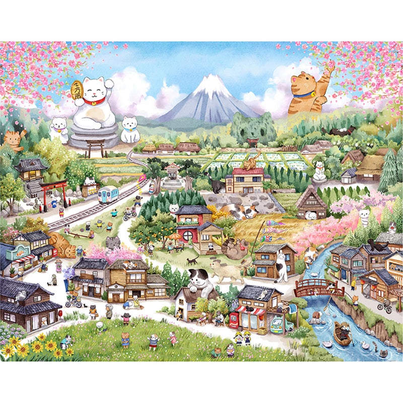 Pintoo Jigsaw Puzzles 2000 Piece for Adults YUKAN Maneki Neko Village Beautiful Plastic Puzzle for Home Decor Zero Dust Easy Storage H3707 - Image 3