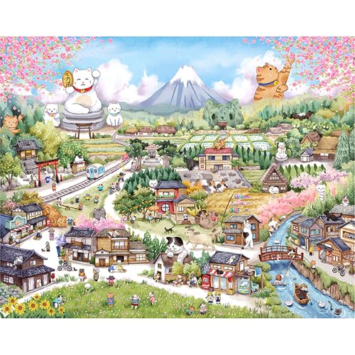 Pintoo Jigsaw Puzzles 2000 Piece for Adults YUKAN Maneki Neko Village Beautiful Plastic Puzzle for Home Decor Zero Dust Easy Storage H3707 - Image 1