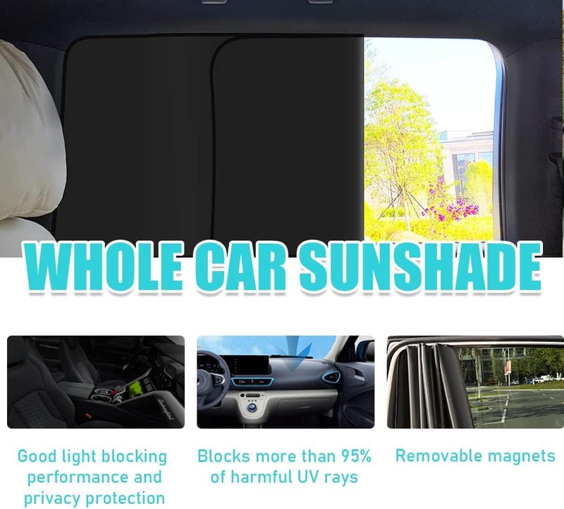 Excefore Car Window Shades, 2 PCS Auto Side Rear Magnetic Windshield Curtains, UV Protection and Sun Heat Blocker Window Covers, Universal Fit Most of Cars, SUV, MPV (Black-Back Window, 31.1x19 In) - Image 3