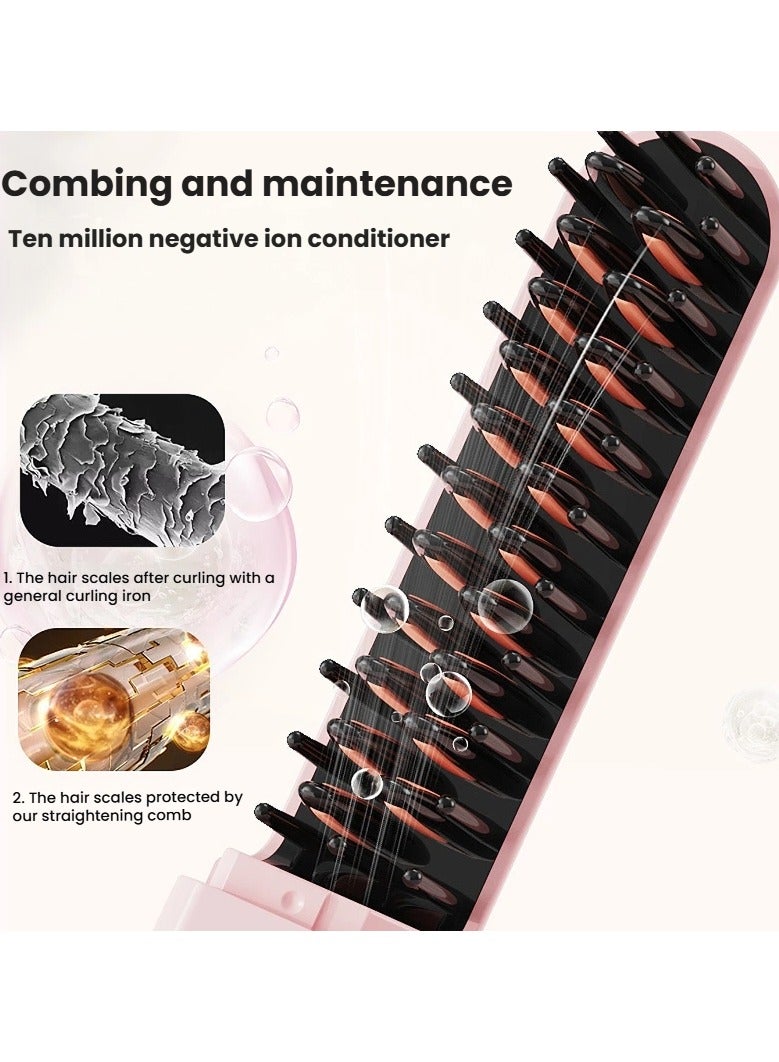 عام مشط فرد الشعر الكهربائي بالأيونات السالبة لا يؤذي الشعر، ويعمل كمكواة تجعيد لاسلكية محمولة، صالح للشعر الجاف والرطب، ويمنحه حجمًا وانتعاشًا فوريًا. - Image 3